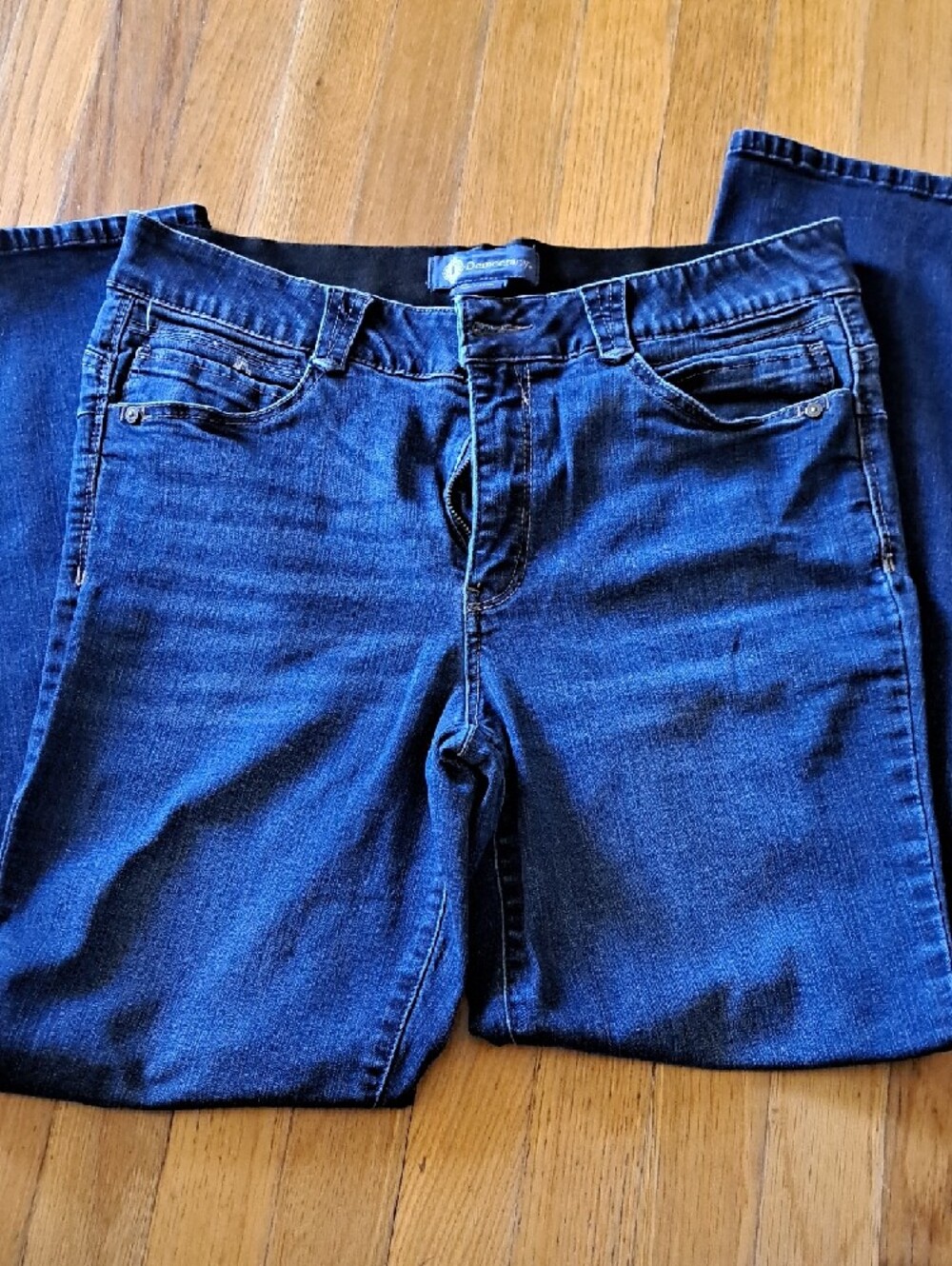 Democracy Dark Blue Denim Jeans with Gold Logo Detail - Picture 5 of 5